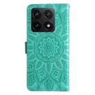 For Xiaomi 14T Embossed Sunflower Leather Phone Case(Green) - 3