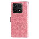 For Xiaomi 14T Embossed Sunflower Leather Phone Case(Pink) - 3