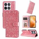 For Xiaomi 14T Pro Embossed Sunflower Leather Phone Case(Pink) - 1
