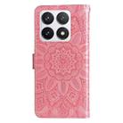 For Xiaomi 14T Pro Embossed Sunflower Leather Phone Case(Pink) - 3