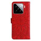 For Xiaomi 15 Embossed Sunflower Leather Phone Case(Red) - 3