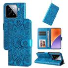 For Xiaomi 15 Embossed Sunflower Leather Phone Case(Blue) - 1