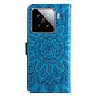 For Xiaomi 15 Embossed Sunflower Leather Phone Case(Blue) - 3