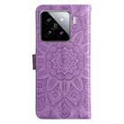 For Xiaomi 15 Embossed Sunflower Leather Phone Case(Purple) - 3