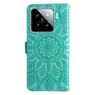 For Xiaomi 15 Embossed Sunflower Leather Phone Case(Green) - 3