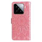 For Xiaomi 15 Embossed Sunflower Leather Phone Case(Pink) - 3