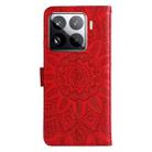 For Xiaomi 15 Pro Embossed Sunflower Leather Phone Case(Red) - 3