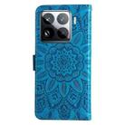 For Xiaomi 15 Pro Embossed Sunflower Leather Phone Case(Blue) - 3