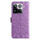 For Xiaomi 15 Pro Embossed Sunflower Leather Phone Case(Purple) - 3