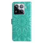 For Xiaomi 15 Pro Embossed Sunflower Leather Phone Case(Green) - 3