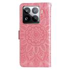 For Xiaomi 15 Pro Embossed Sunflower Leather Phone Case(Pink) - 3