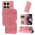 For Xiaomi 15T 5G Embossed Sunflower Leather Phone Case(Pink) - 1