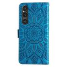 For Sony Xperia 1 V Embossed Sunflower Leather Phone Case(Blue) - 3