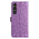 For Sony Xperia 1 V Embossed Sunflower Leather Phone Case(Purple) - 3