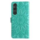 For Sony Xperia 1 V Embossed Sunflower Leather Phone Case(Green) - 3