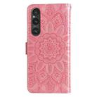 For Sony Xperia 1 V Embossed Sunflower Leather Phone Case(Pink) - 3