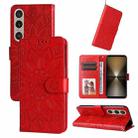 For Sony Xperia 1 VI Embossed Sunflower Leather Phone Case(Red) - 1