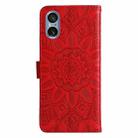 For Sony Xperia 5 V Embossed Sunflower Leather Phone Case(Red) - 3