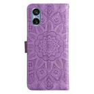 For Sony Xperia 5 V Embossed Sunflower Leather Phone Case(Purple) - 3