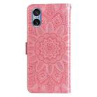 For Sony Xperia 5 V Embossed Sunflower Leather Phone Case(Pink) - 3