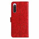 For Sony Xperia 10 V Embossed Sunflower Leather Phone Case(Red) - 3