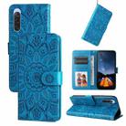 For Sony Xperia 10 V Embossed Sunflower Leather Phone Case(Blue) - 1