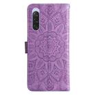 For Sony Xperia 10 V Embossed Sunflower Leather Phone Case(Purple) - 3