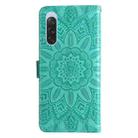 For Sony Xperia 10 V Embossed Sunflower Leather Phone Case(Green) - 3