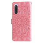 For Sony Xperia 10 V Embossed Sunflower Leather Phone Case(Pink) - 3