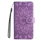 For Sony Xperia 10 VI Embossed Sunflower Leather Phone Case(Purple) - 2