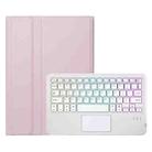 For iPad Air 11 2024 / Air 5 10.9 A098B-AS Detachable Ultra-Thin Backlit Bluetooth Touch Keyboard Leather Tablet Case with Pen Slot(Pink) - 2