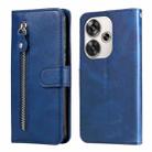 For Xiaomi Poco F6 Fashion Calf Texture Zipper Leather Phone Case(Blue) - 1