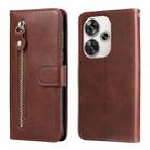 For Xiaomi Poco F6 Fashion Calf Texture Zipper Leather Phone Case(Brown) - 1