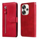 For Xiaomi Poco F6 Fashion Calf Texture Zipper Leather Phone Case(Red) - 1