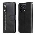 For Xiaomi 14T Fashion Calf Texture Zipper Leather Phone Case(Black) - 1