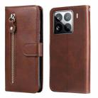 For Xiaomi 15 Pro Fashion Calf Texture Zipper Leather Phone Case(Brown) - 1