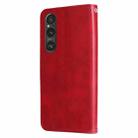 For Sony Xperia 1 V Fashion Calf Texture Zipper Leather Phone Case(Red) - 3