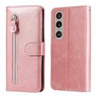 For Sony Xperia 1 VI Fashion Calf Texture Zipper Leather Phone Case(Rose Gold) - 1