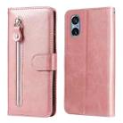 For Sony Xperia 5 V Fashion Calf Texture Zipper Leather Phone Case(Rose Gold) - 1