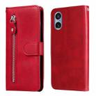 For Sony Xperia 5 V Fashion Calf Texture Zipper Leather Phone Case(Red) - 1