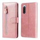 For Sony Xperia 10 V Fashion Calf Texture Zipper Leather Phone Case(Rose Gold) - 1