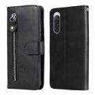 For Sony Xperia 10 V Fashion Calf Texture Zipper Leather Phone Case(Black) - 1