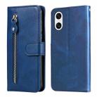 For Sony Xperia 10 VI Fashion Calf Texture Zipper Leather Phone Case(Blue) - 1
