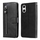 For Sony Xperia 10 VI Fashion Calf Texture Zipper Leather Phone Case(Black) - 1