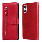 For Sony Xperia 10 VI Fashion Calf Texture Zipper Leather Phone Case(Red) - 1