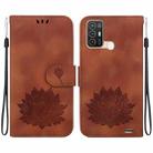 For ZTE Blade A52 Lotus Embossed Leather Phone Case(Brown) - 1