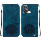 For ZTE Blade A52 Lotus Embossed Leather Phone Case(Dark Blue) - 1