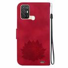 For ZTE Blade A52 Lotus Embossed Leather Phone Case(Red) - 3