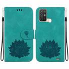 For ZTE Blade A52 Lotus Embossed Leather Phone Case(Green) - 1