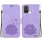 For ZTE Blade A52 Lotus Embossed Leather Phone Case(Purple) - 1